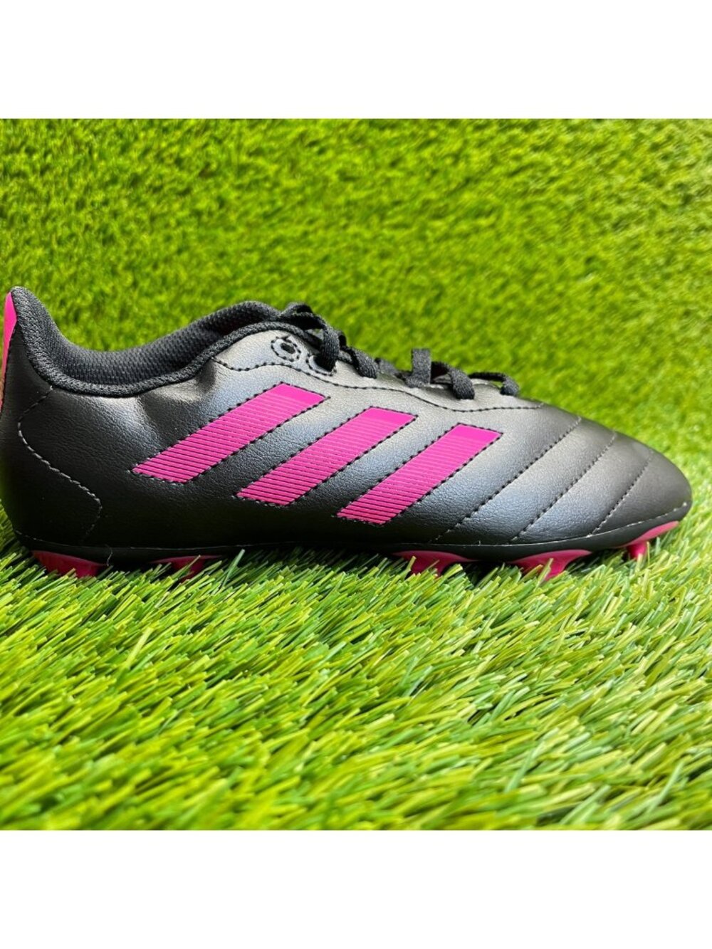 Adidas Goletto VII FG Girls Size 4Y Black Pink Running Leather Soccer Cleats